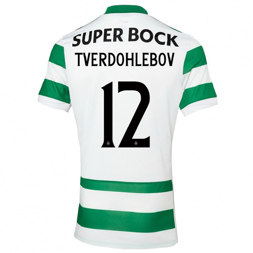 Danxen Niño Camiseta Alex Tverdohlebov #12 Verde Blanco 1ª Equipación 2025/26 La Camisa