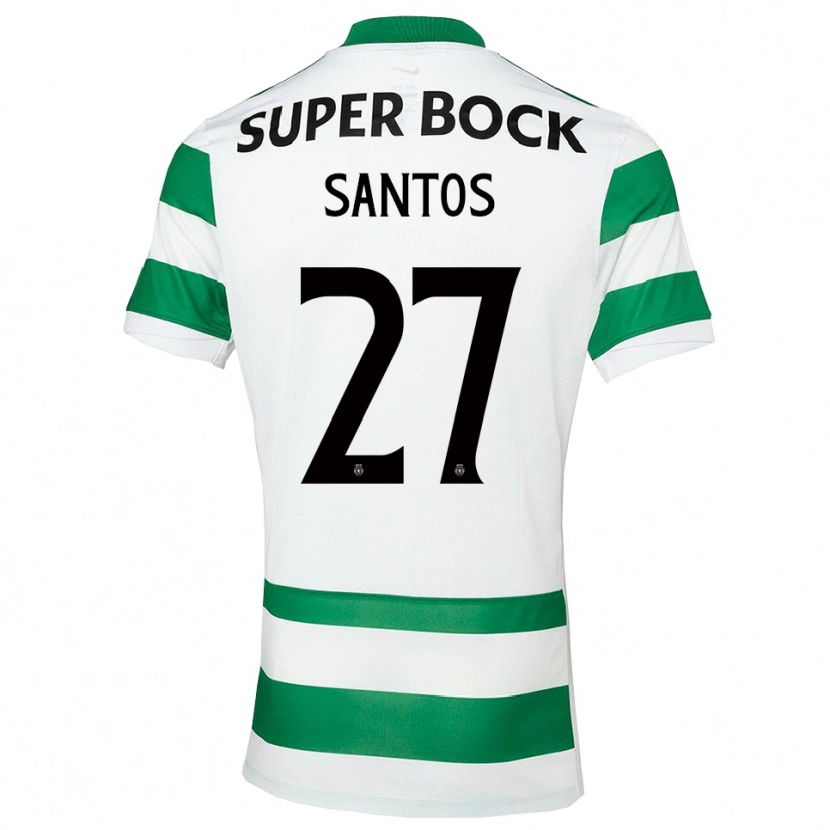 Danxen Niño Camiseta Alisson Santos #27 Verde Blanco 1ª Equipación 2025/26 La Camisa