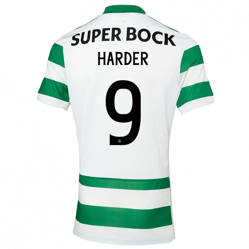 Danxen Niño Camiseta Conrad Harder #9 Verde Blanco 1ª Equipación 2025/26 La Camisa
