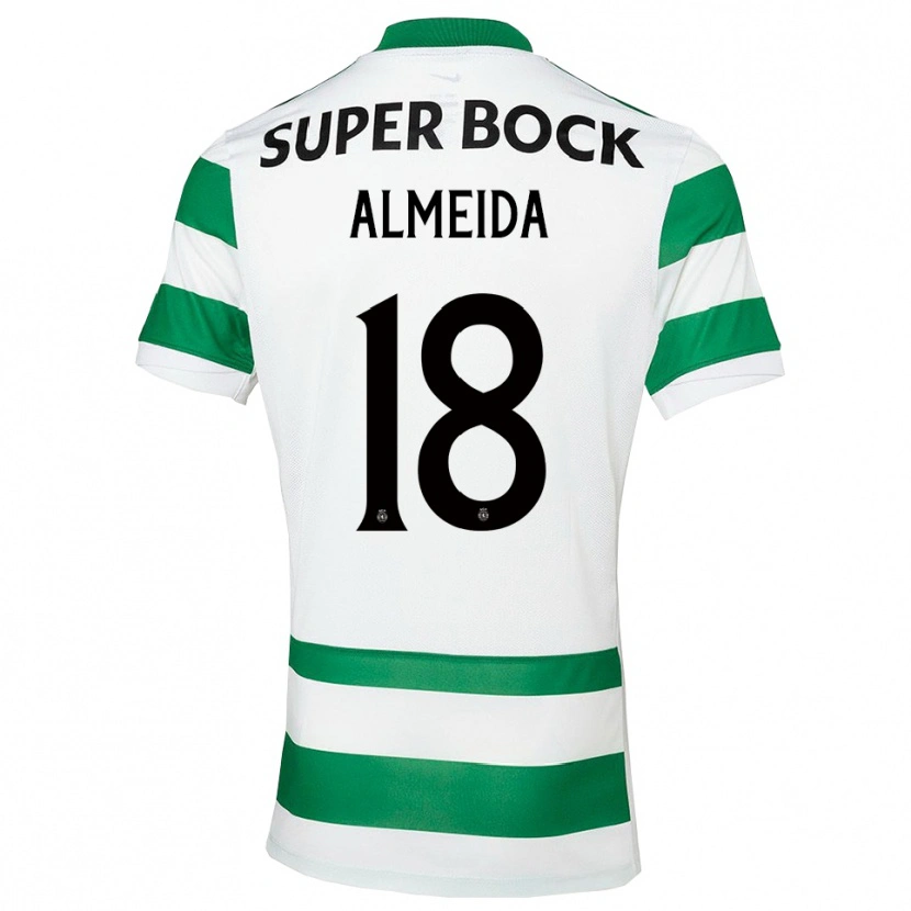 Danxen Niño Camiseta Miguel Almeida #18 Verde Blanco 1ª Equipación 2025/26 La Camisa