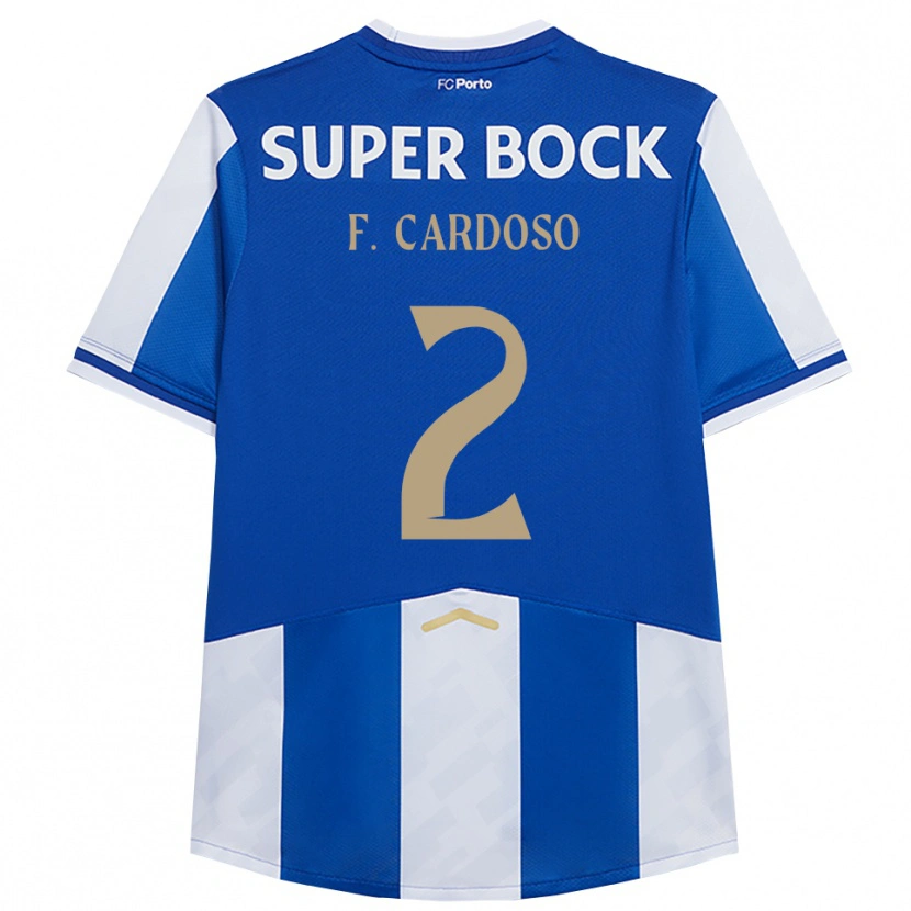 Danxen Niño Camiseta Fábio Cardoso #2 Azul Blanco 1ª Equipación 2025/26 La Camisa