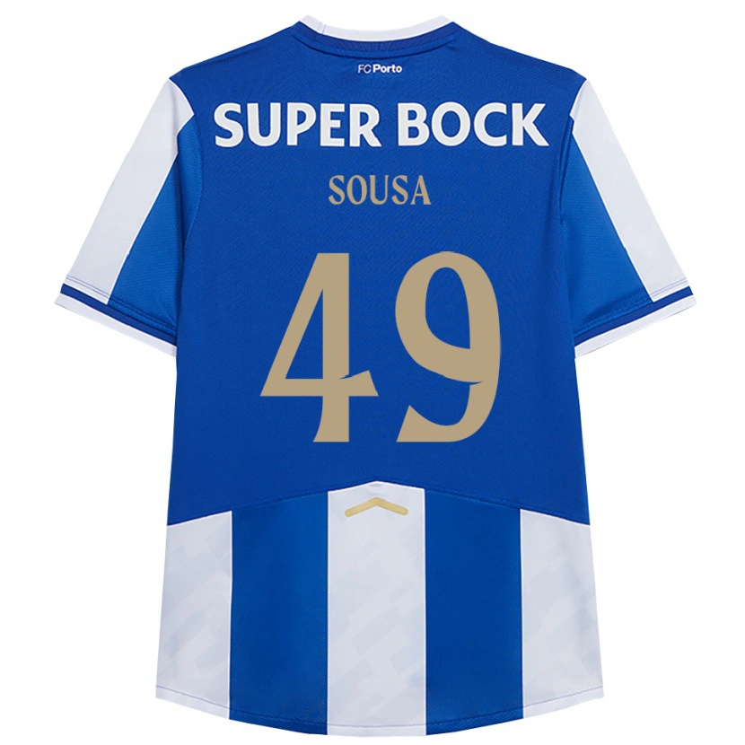 Danxen Niño Camiseta Gonçalo Sousa #49 Azul Blanco 1ª Equipación 2025/26 La Camisa