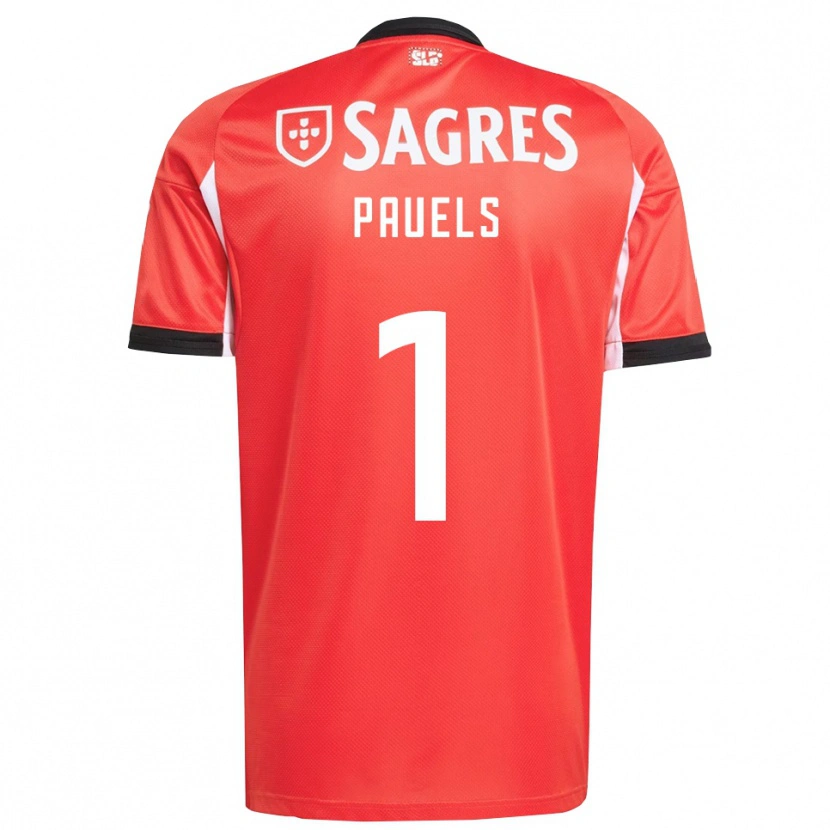 Danxen Niño Camiseta Lena Pauels #1 Rojo Blanco 1ª Equipación 2025/26 La Camisa