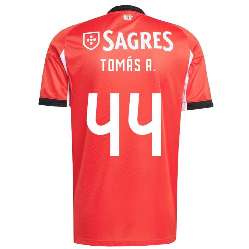 Danxen Niño Camiseta Tomás Araújo #44 Rojo Blanco 1ª Equipación 2025/26 La Camisa