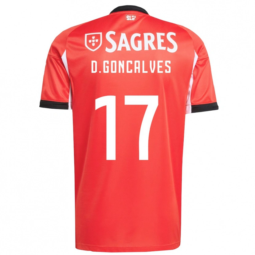 Danxen Niño Camiseta Diogo Goncalves #17 Rojo Blanco 1ª Equipación 2025/26 La Camisa