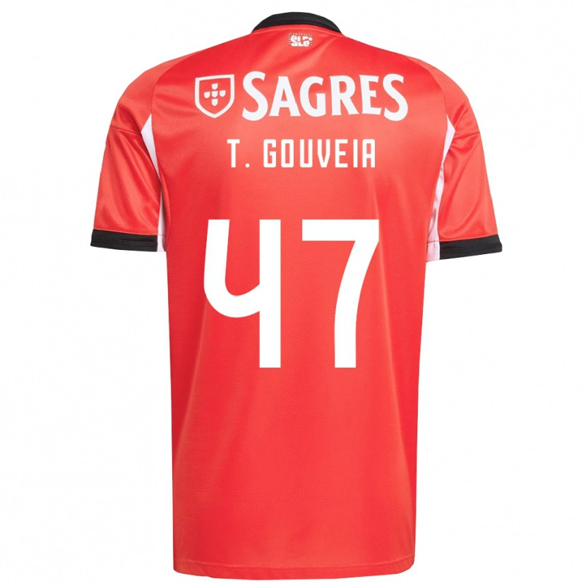 Danxen Niño Camiseta Tiago Gouveia #47 Rojo Blanco 1ª Equipación 2025/26 La Camisa