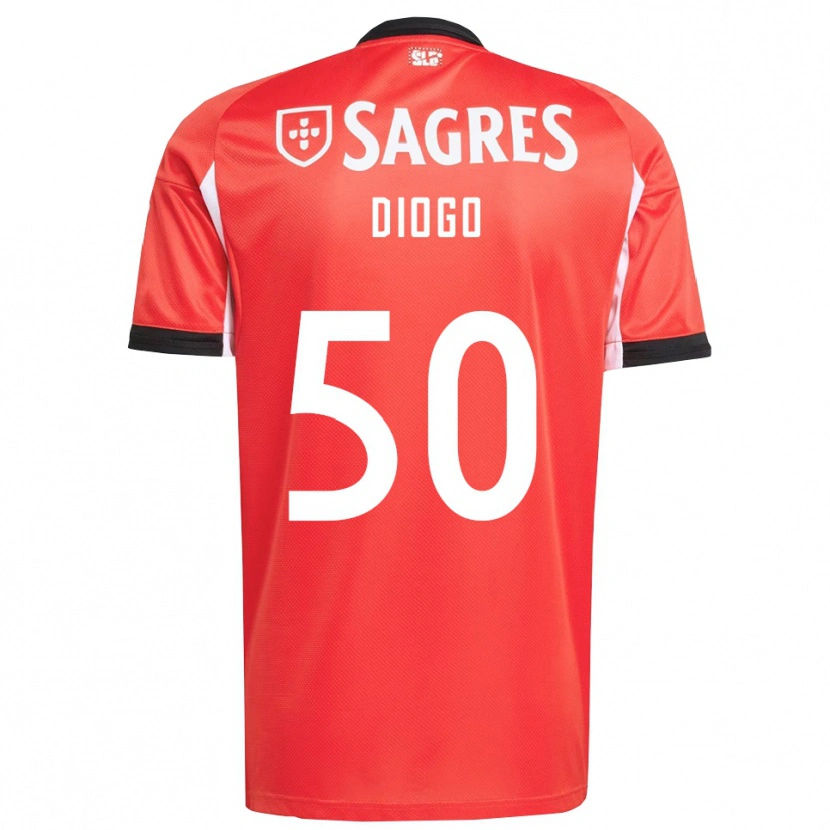 Danxen Niño Camiseta Diogo Ferreira #50 Rojo Blanco 1ª Equipación 2025/26 La Camisa