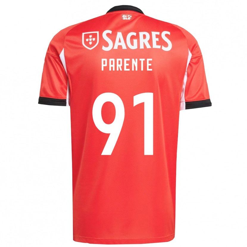 Danxen Niño Camiseta Tiago Parente #91 Rojo Blanco 1ª Equipación 2025/26 La Camisa