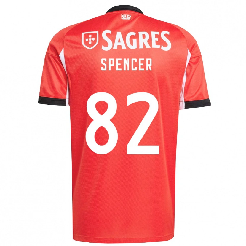 Danxen Niño Camiseta Diogo Spencer #82 Rojo Blanco 1ª Equipación 2025/26 La Camisa