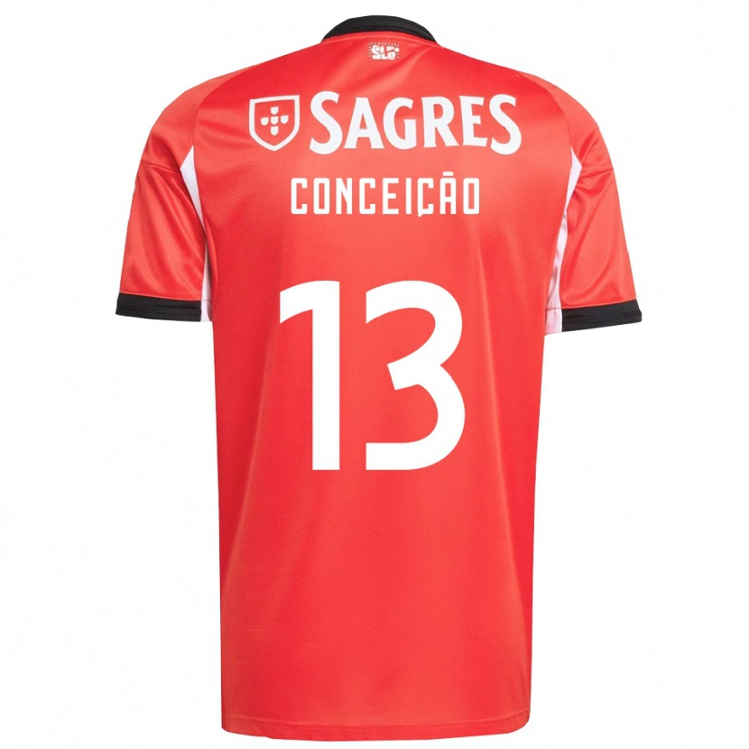 Danxen Niño Camiseta João Conceição #13 Rojo Blanco 1ª Equipación 2025/26 La Camisa