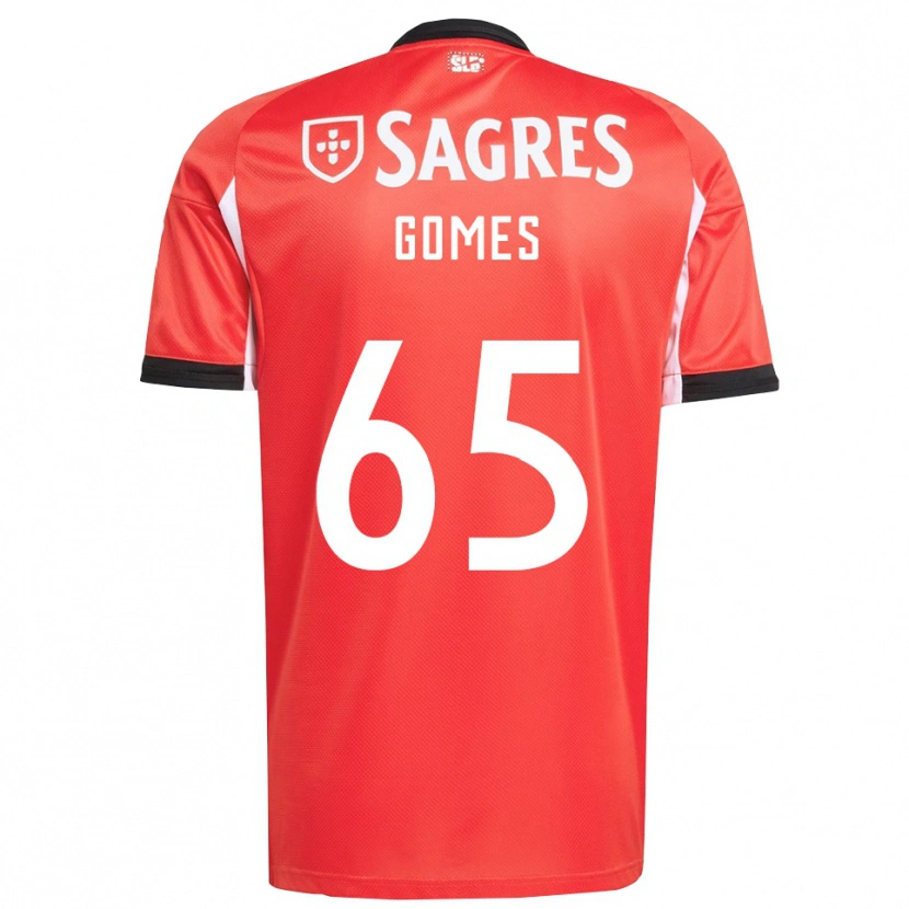 Danxen Niño Camiseta André Gomes #65 Rojo Blanco 1ª Equipación 2025/26 La Camisa