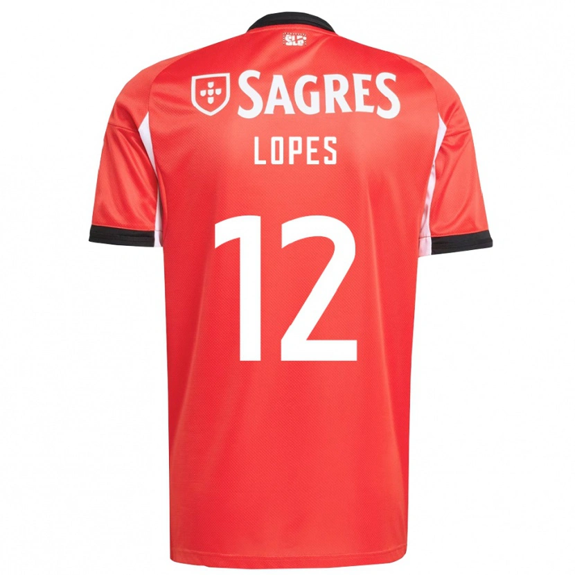 Danxen Niño Camiseta Leonardo Lopes #12 Rojo Blanco 1ª Equipación 2025/26 La Camisa