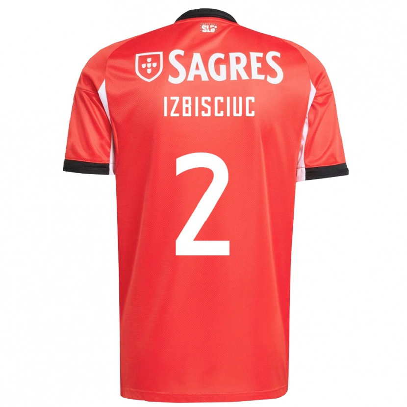 Danxen Niño Camiseta Pedro Izbisciuc #2 Rojo Blanco 1ª Equipación 2025/26 La Camisa