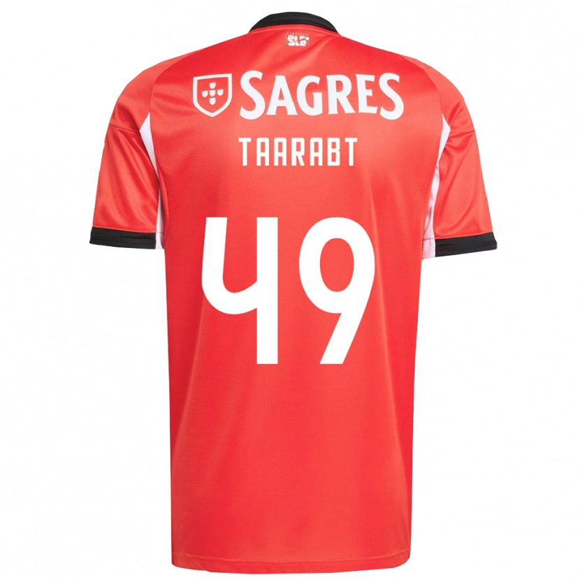 Danxen Niño Camiseta Adel Taarabt #49 Rojo Blanco 1ª Equipación 2025/26 La Camisa