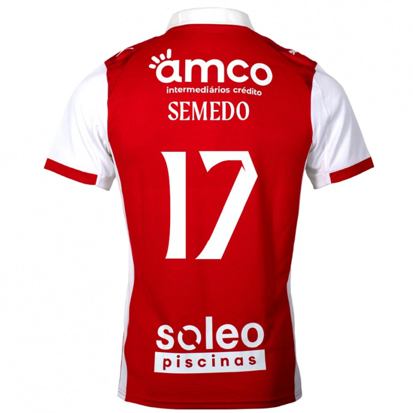 Danxen Niño Camiseta Afonso Semedo #17 Rojo Blanco 1ª Equipación 2025/26 La Camisa