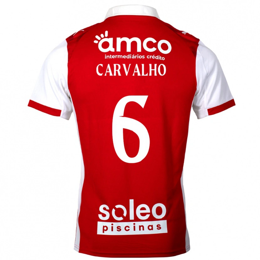 Danxen Niño Camiseta Vítor Carvalho #6 Rojo Blanco 1ª Equipación 2025/26 La Camisa