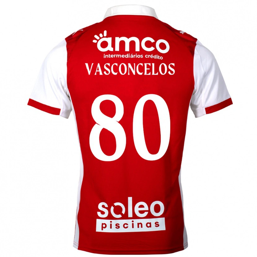 Danxen Niño Camiseta Vasconcelos #80 Rojo Blanco 1ª Equipación 2025/26 La Camisa