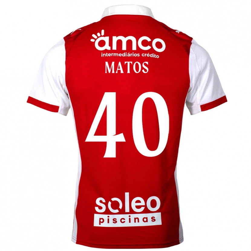 Danxen Niño Camiseta João Matos #40 Rojo Blanco 1ª Equipación 2025/26 La Camisa