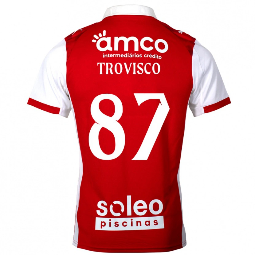 Danxen Niño Camiseta João Trovisco #87 Rojo Blanco 1ª Equipación 2025/26 La Camisa