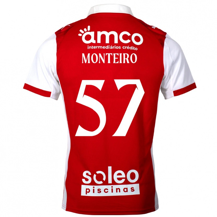 Danxen Niño Camiseta Jordan Monteiro #57 Rojo Blanco 1ª Equipación 2025/26 La Camisa