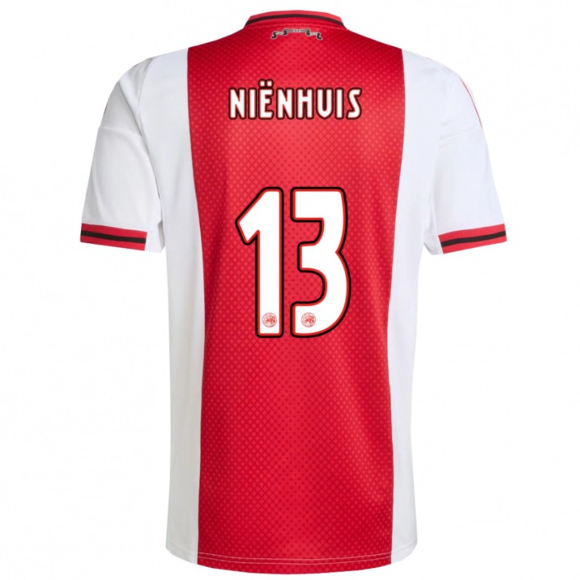 Danxen Niño Camiseta Lois Niënhuis #13 Rojo Blanco 1ª Equipación 2025/26 La Camisa
