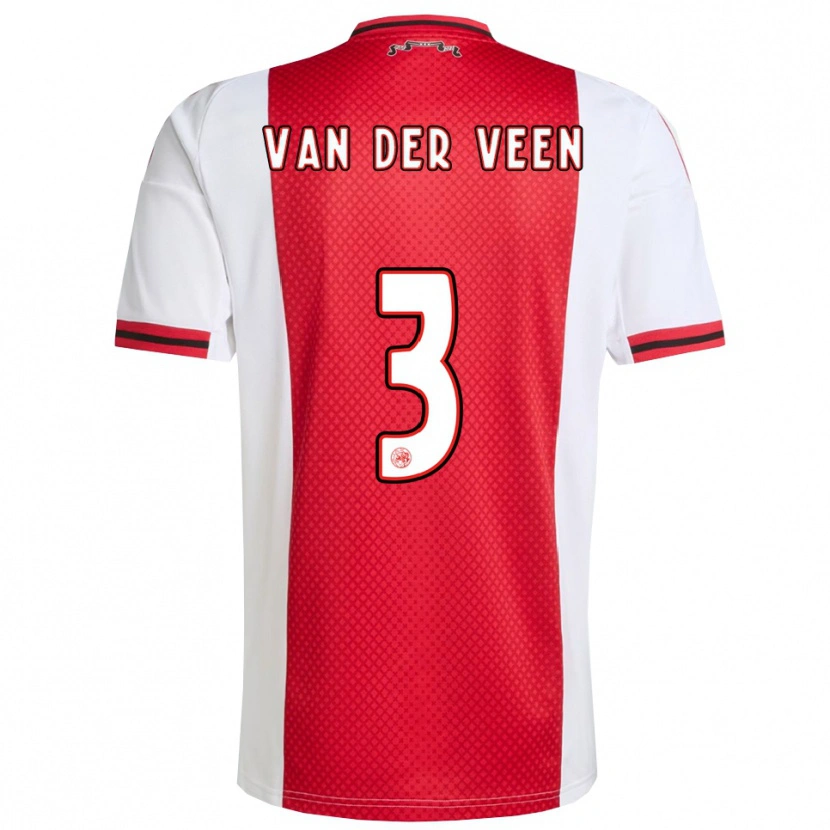 Danxen Niño Camiseta Roos Van Der Veen #3 Rojo Blanco 1ª Equipación 2025/26 La Camisa
