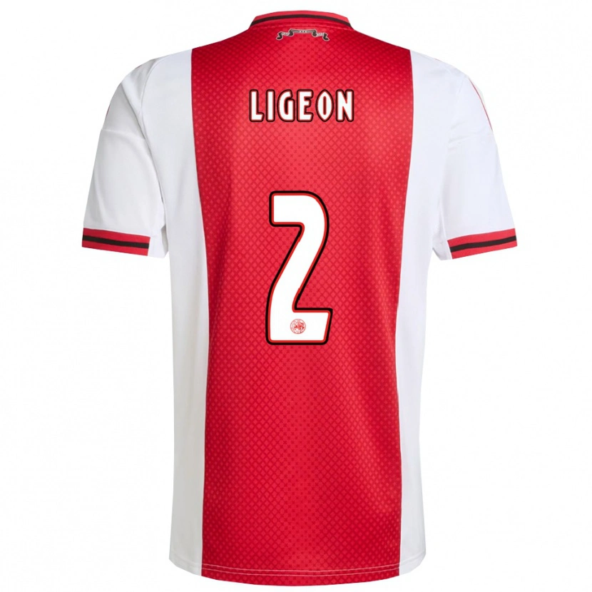 Danxen Niño Camiseta Ruben Ligeon #2 Rojo Blanco 1ª Equipación 2025/26 La Camisa