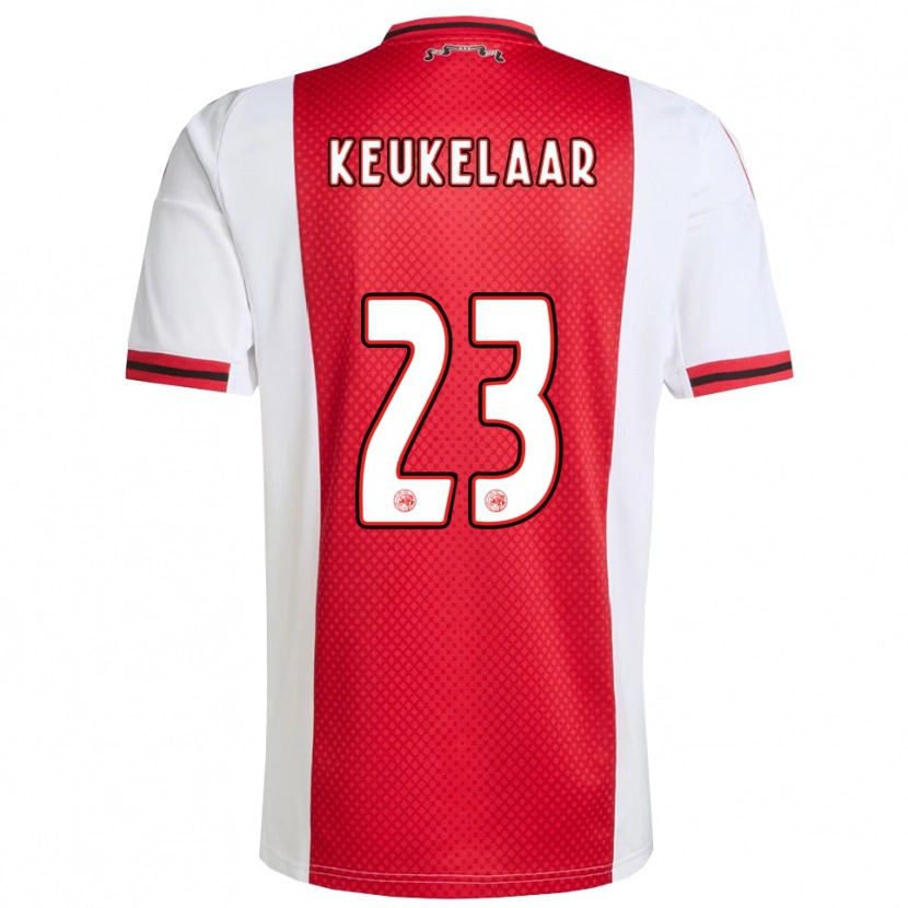 Danxen Niño Camiseta Lotte Keukelaar #23 Rojo Blanco 1ª Equipación 2025/26 La Camisa