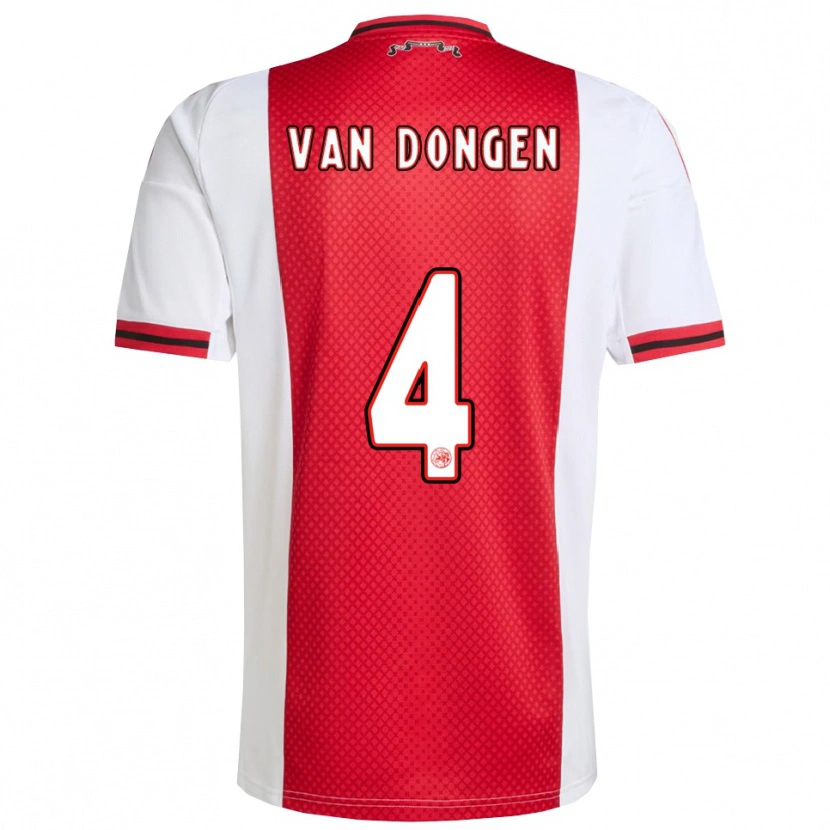 Danxen Niño Camiseta Bram Van Dongen #4 Rojo Blanco 1ª Equipación 2025/26 La Camisa