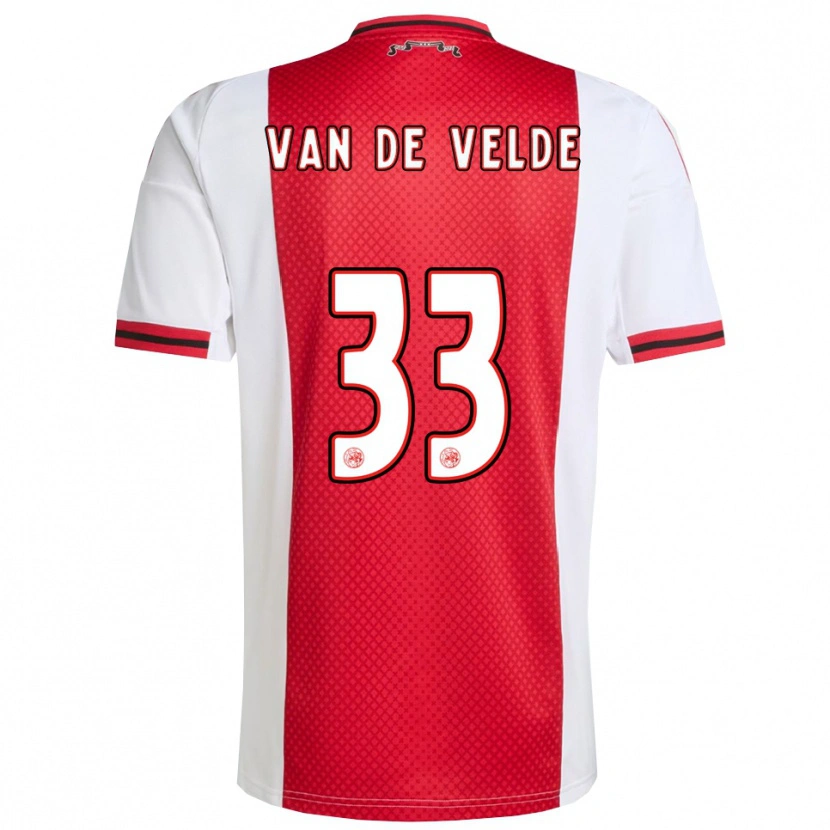 Danxen Niño Camiseta Jonna Van De Velde #33 Rojo Blanco 1ª Equipación 2025/26 La Camisa