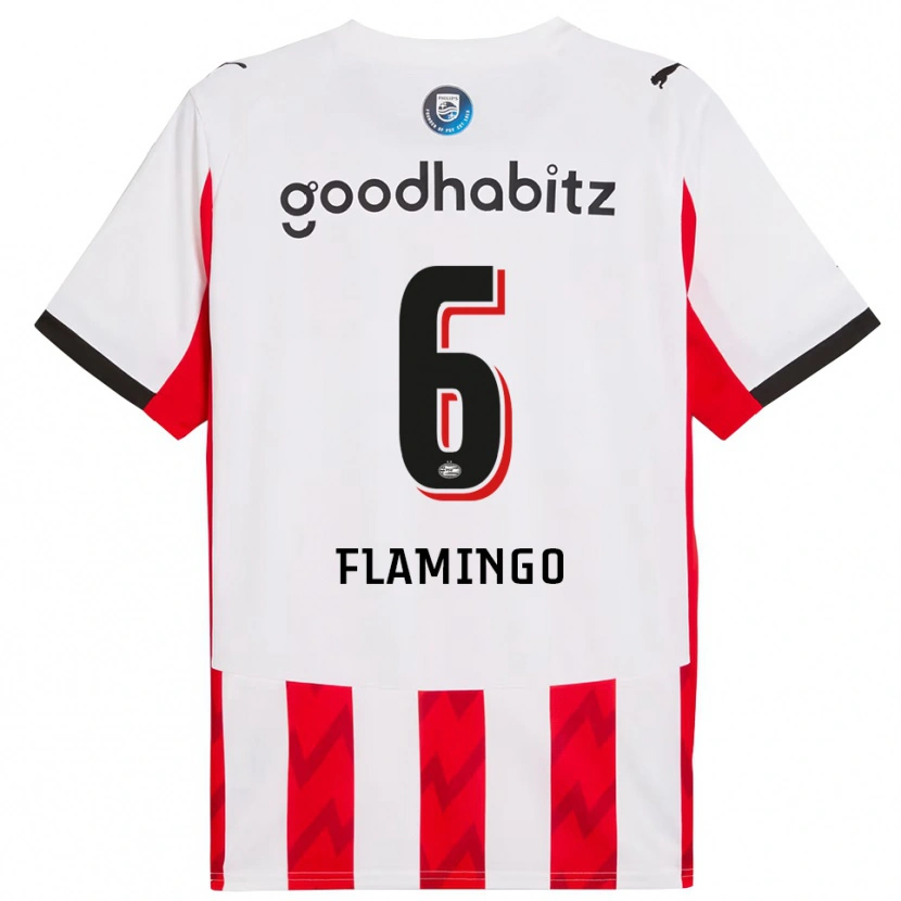 Danxen Niño Camiseta Ryan Flamingo #6 Rojo Blanco 1ª Equipación 2025/26 La Camisa