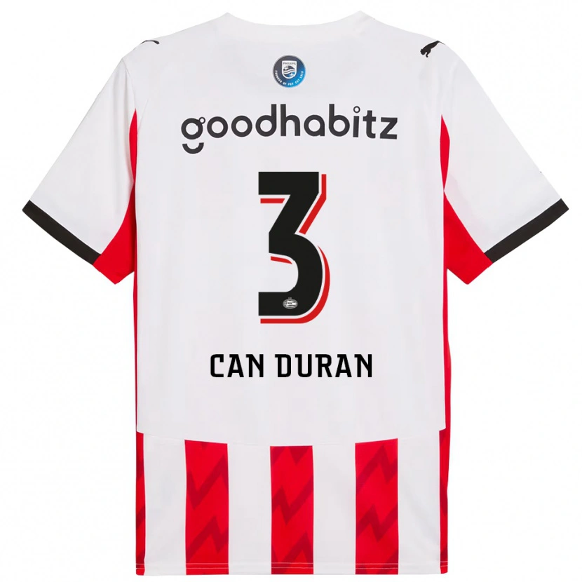 Danxen Niño Camiseta Emre Can Duran #3 Rojo Blanco 1ª Equipación 2025/26 La Camisa