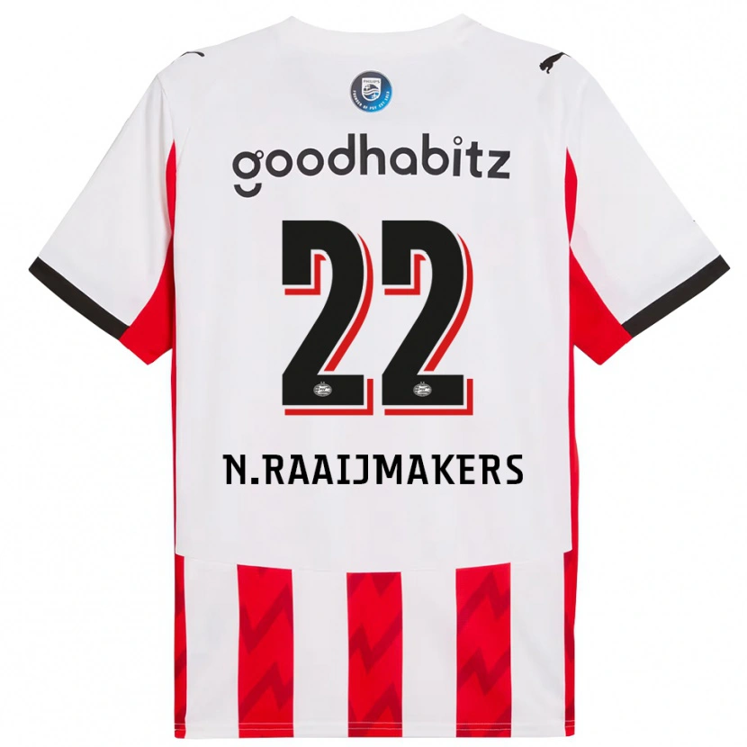 Danxen Niño Camiseta Niels Raaijmakers #22 Rojo Blanco 1ª Equipación 2025/26 La Camisa