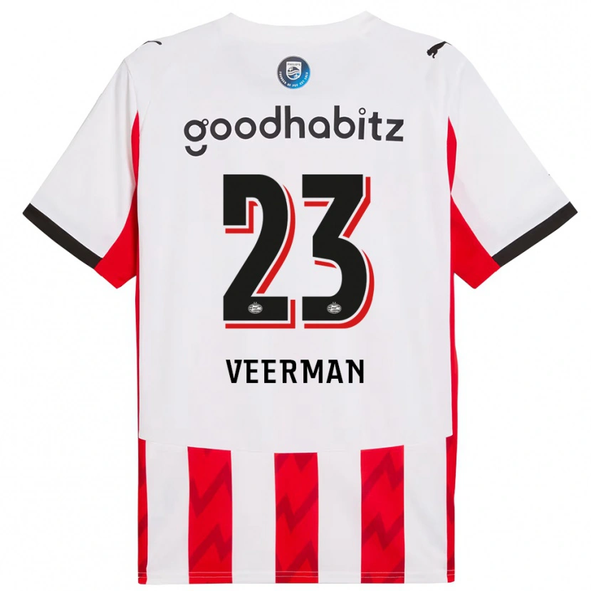 Danxen Niño Camiseta Joey Veerman #23 Rojo Blanco 1ª Equipación 2025/26 La Camisa