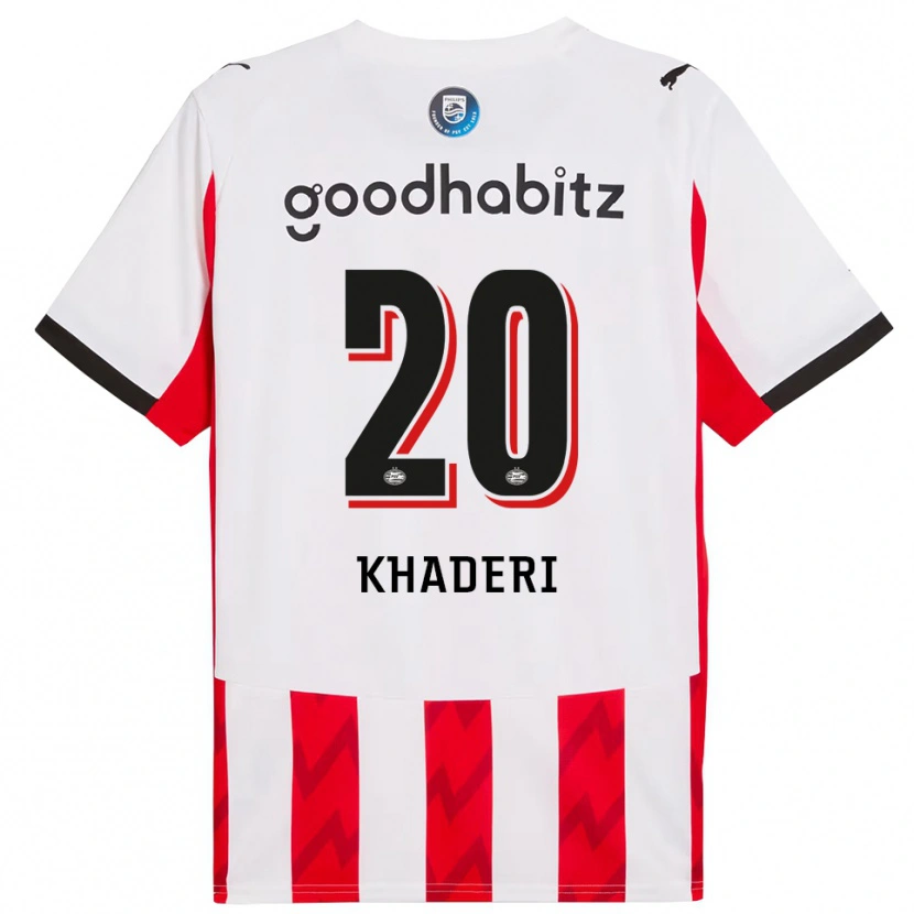Danxen Niño Camiseta Benjamin Khaderi #20 Rojo Blanco 1ª Equipación 2025/26 La Camisa