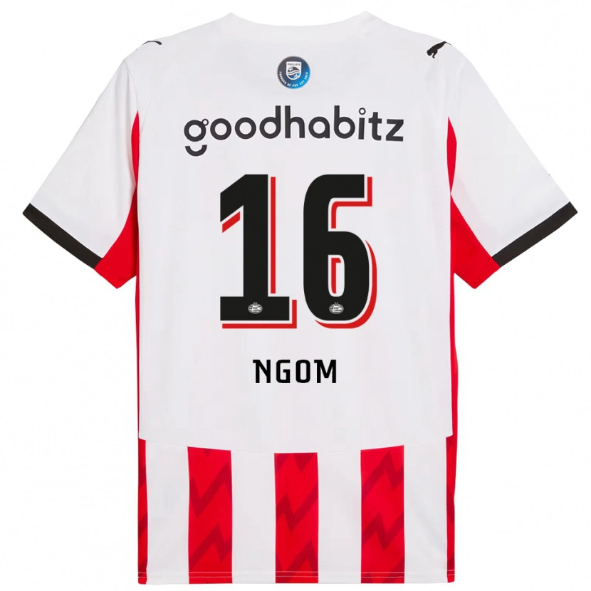 Danxen Niño Camiseta Khadim Ngom #16 Rojo Blanco 1ª Equipación 2025/26 La Camisa