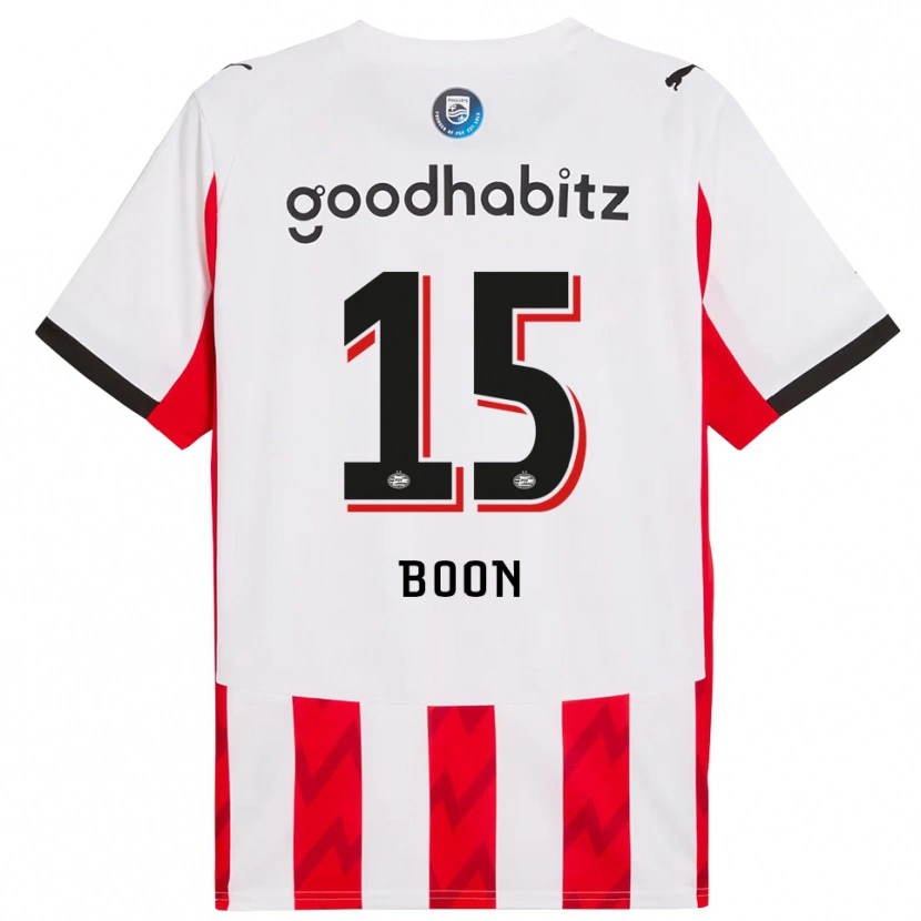 Danxen Niño Camiseta Rens Boon #15 Rojo Blanco 1ª Equipación 2025/26 La Camisa