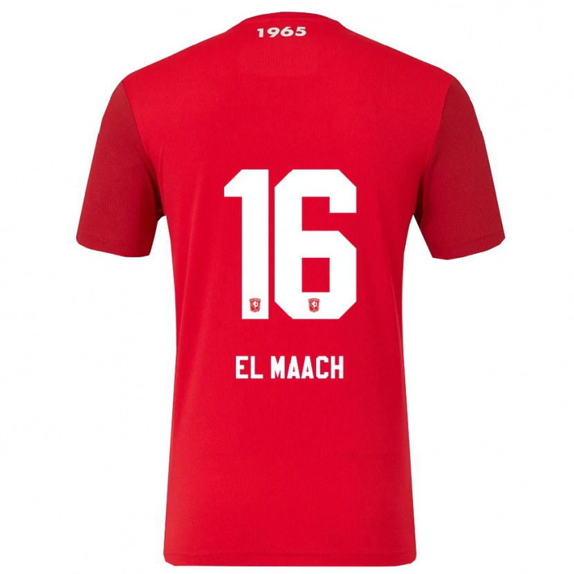 Danxen Niño Camiseta Issam El Maach #16 Rojo Blanco 1ª Equipación 2025/26 La Camisa