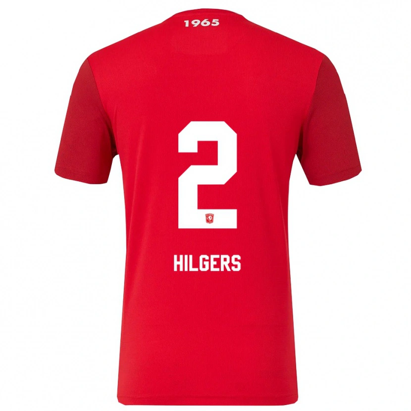 Danxen Niño Camiseta Mees Hilgers #2 Rojo Blanco 1ª Equipación 2025/26 La Camisa
