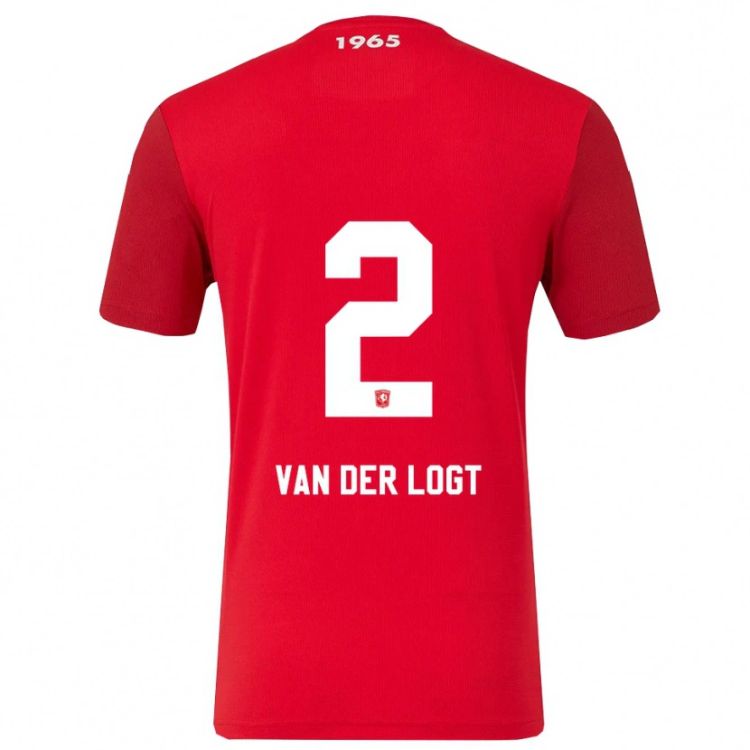 Danxen Niño Camiseta Jim Van Der Logt #2 Rojo Blanco 1ª Equipación 2025/26 La Camisa