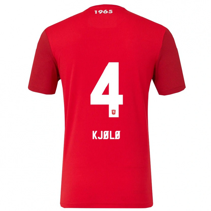 Danxen Niño Camiseta Mathias Kjølø #4 Rojo Blanco 1ª Equipación 2025/26 La Camisa