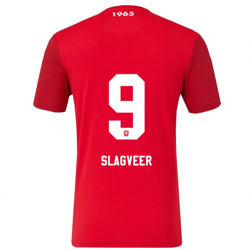 Danxen Niño Camiseta Derrick Slagveer #9 Rojo Blanco 1ª Equipación 2025/26 La Camisa