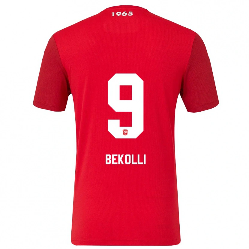Danxen Niño Camiseta Leart Bekolli #9 Rojo Blanco 1ª Equipación 2025/26 La Camisa