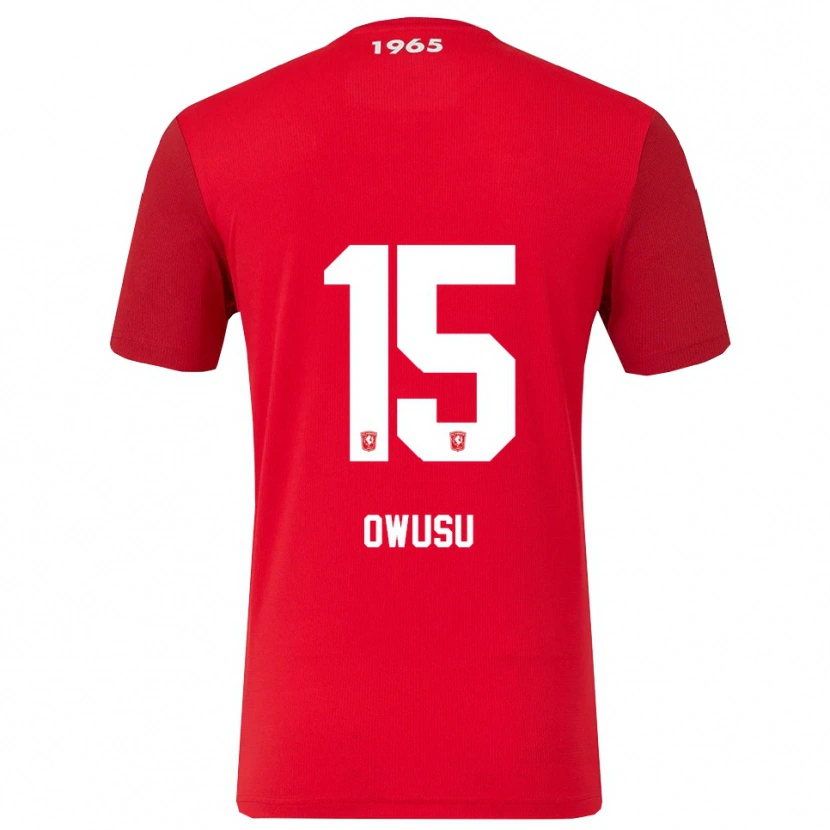 Danxen Niño Camiseta Emmanuel Owusu #15 Rojo Blanco 1ª Equipación 2025/26 La Camisa