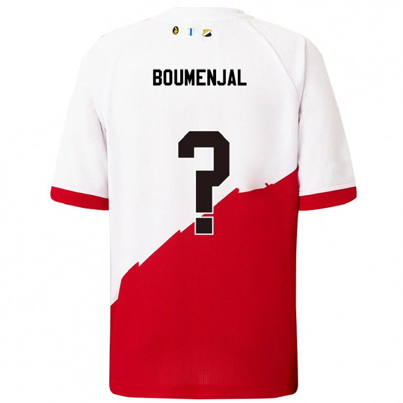 Danxen Niño Camiseta Achraf Boumenjal #0 Blanco Rojo 1ª Equipación 2025/26 La Camisa