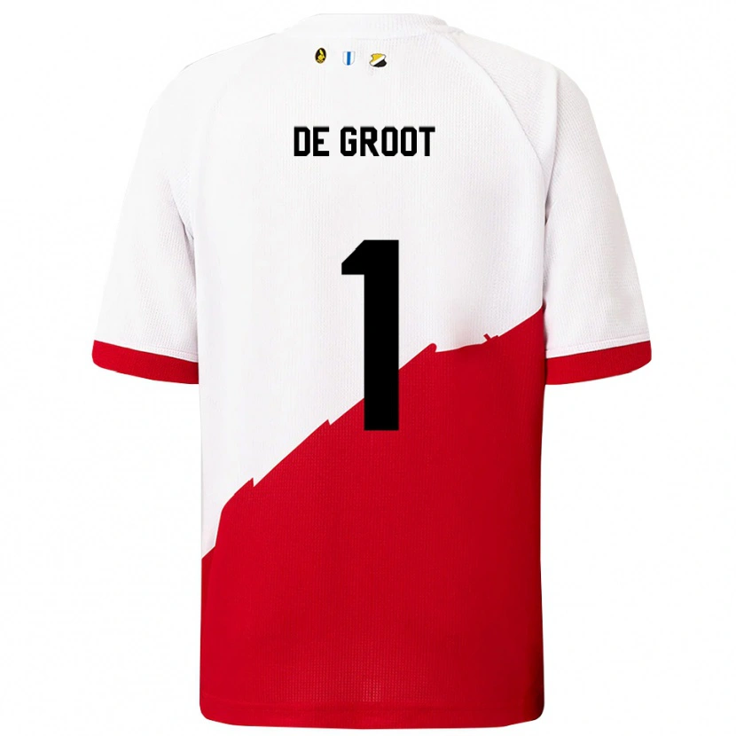 Danxen Niño Camiseta Jasmijn De Groot #1 Blanco Rojo 1ª Equipación 2025/26 La Camisa