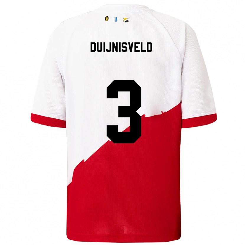 Danxen Niño Camiseta Owen Duijnisveld #3 Blanco Rojo 1ª Equipación 2025/26 La Camisa