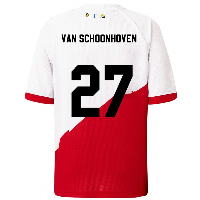 Danxen Niño Camiseta Nurija Van Schoonhoven #27 Blanco Rojo 1ª Equipación 2025/26 La Camisa
