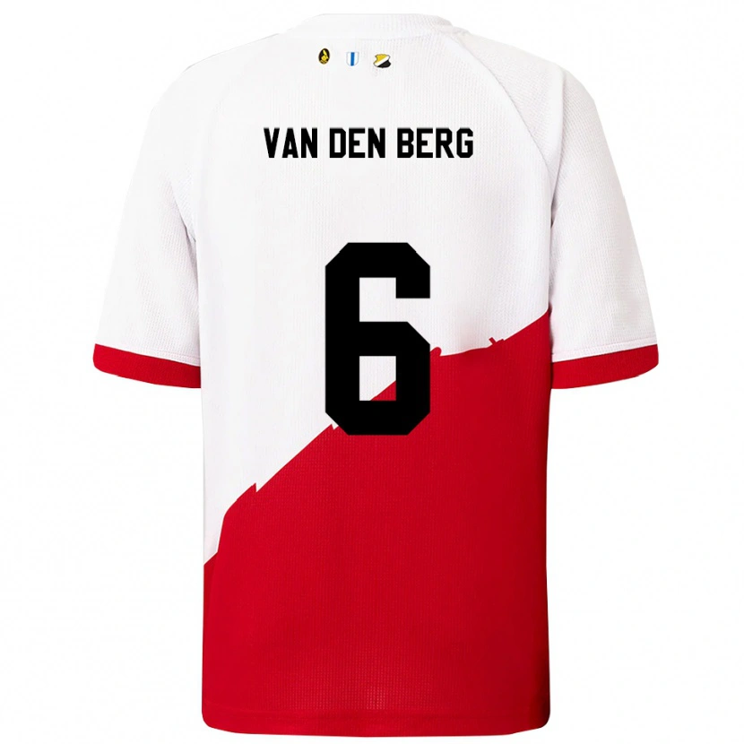 Danxen Niño Camiseta Davy Van Den Berg #6 Blanco Rojo 1ª Equipación 2025/26 La Camisa