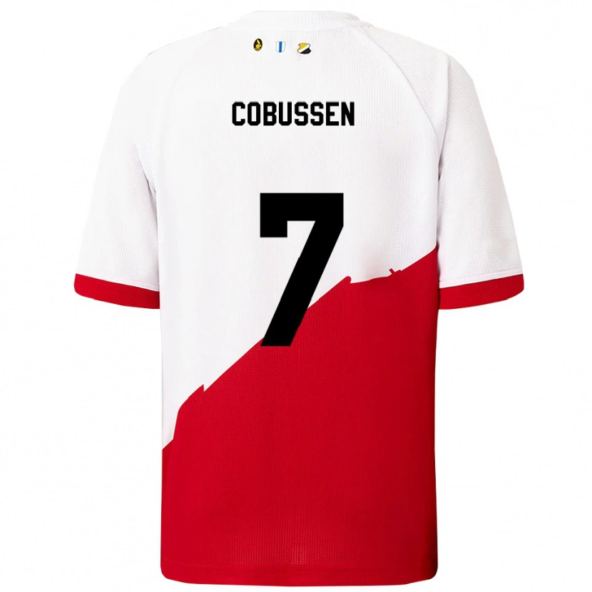 Danxen Niño Camiseta Sophie Cobussen #7 Blanco Rojo 1ª Equipación 2025/26 La Camisa